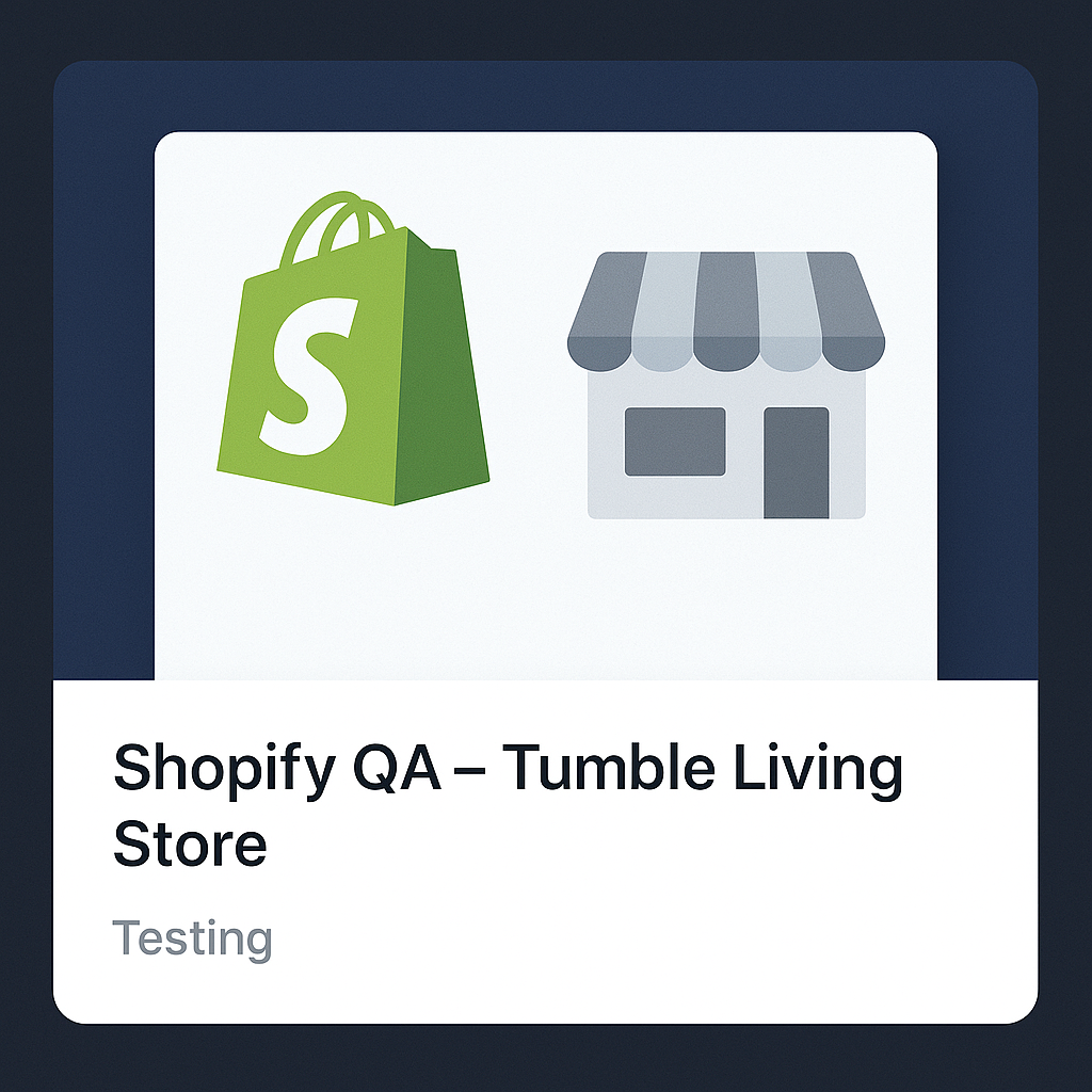 Shopify QA – Tumble Living Store